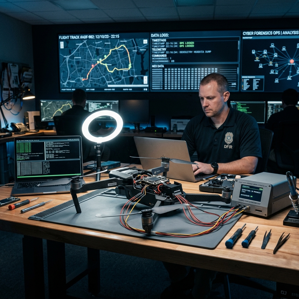 Drone forensisch onderzoek in lab