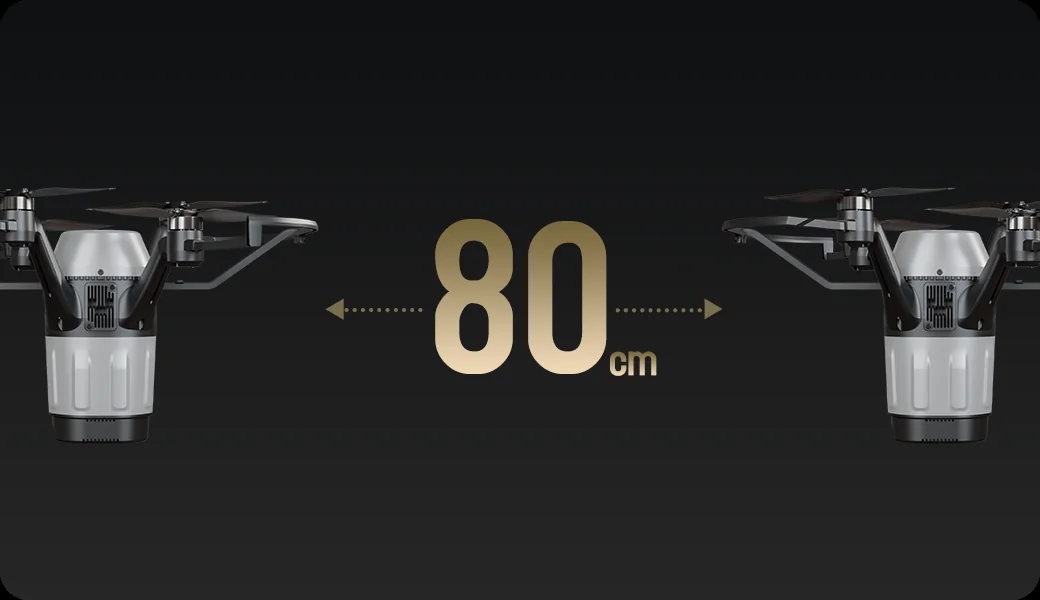 Minimale tussenafstand van 80 centimeter tussen EMO Mini drones voor scherpere 3D animaties